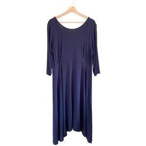 Eileen Fisher Jersey Knit Midi Dress Blue Large
